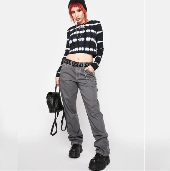 NEW Dickies Girl Smoke Gray Carpenter Pants Size 3 - Picture 3 of 7